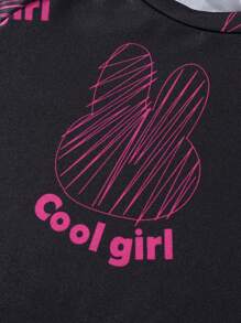 SHEIN 2pcs/Set Young Girl Summer Fashionable Floral Pattern Cargo Pants Set - Rose Red - View 6