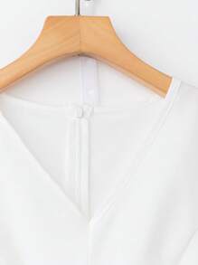 SHEIN Clasi Women 3/4 Sleeve Solid Color 3D Floral Decor Blouse & Pleated A-Line Midi Skirt Elegant Casual Vacation 2 Pieces Set