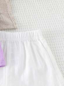 SHEIN Conjunto cómodo y casual de primavera/verano para bebé niña, con lazo, de tela suave y amigable con la piel, apropiado para ocasiones diarias tanto en interiores como en exteriores