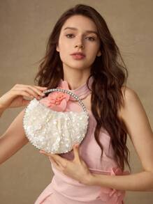 MOTF PREMIUM FASHIONABLE SEQUIN TOP HANDLE BAG - White - View 7