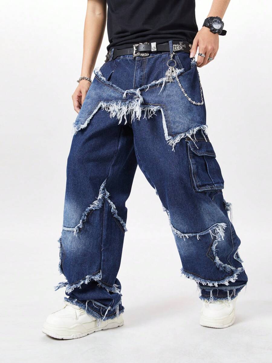 Manfinity Hypemode Men's Simple Fashion Denim Long Pants, Suitable For Summer - Dark Wash - View 1