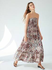 Aveloria Modichic Váy yếm hở vai họa tiết hoa hạt điều - Nhiều màu - Xem 5