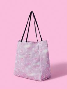 THE POWERPUFF GIRLS X SHEIN 女士可爱花朵、泡泡、金凤花图案手提包 - 彩色 - 查看 2