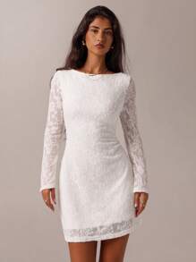 SHEIN Forever 21 Spring&Summer Women Romantic/Prom/Formal/Birthday/90s Clothes/Business Casual Woman/Elegant/Western Wear/Going Out/Fashion/Casual/Y2k Clothes/Club/Office /Cocktail/Vintage/Bodycon/Rave Outfits Festival/Funny/Classy/Old Money/Streetwear/Vacation Outfits/Country Concert Outfit/Work Clothes /Modest/Spring Break/Bachelorette Outfits/Concert/Baddie/Basic/Graduation/A Line/White Mini Dress - White - View 1