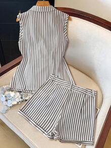 SHEIN Clasi 女士优雅度假休闲套装 - 黑與白 - 查看 2