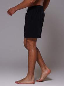 Musero Pantalones cortos con cordón de contraste para hombres para y verano - Negro - Ver 3