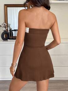 SHEIN EZwear Vestido mini elegante y de colores contrastantes sin mangas para uso diario