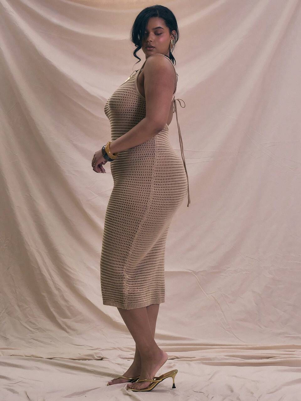 Curve Square Neck Knitted Sleeveless Fitted Maxi Dress , Outfit, Holiday, Elegant