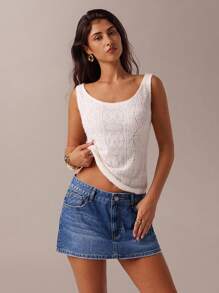 Forever 21 春季新款鸡翼领、双面、无袖、A 字形、撞色、刺绣、纽扣式水洗牛仔迷你裙，女士