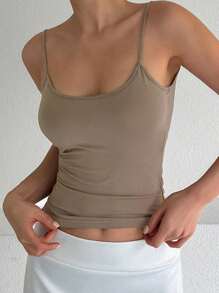 DAZY Women's Plain Casual Slim Fit Backless Cami Top Tank Tops