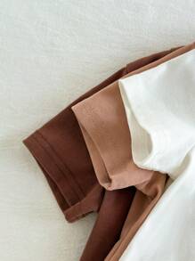 Loomiva 4pcs Baby Boy Set: Solid Knit Soft Round Neck Long Sleeve Bodysuit And Elastic Waist Long Pants - Multicolor - View 5