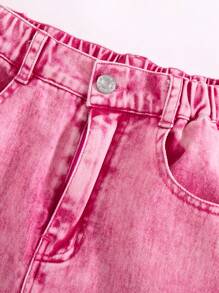 超大号甜美糖果粉色牛仔裤阔腿裤，适合少女和青少年女孩 - 淺粉色 - 查看 3