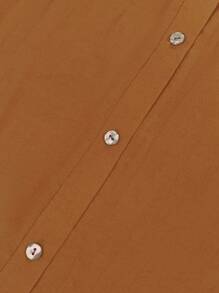 INAWLY Plus Size 2 Pieces Set: Solid Color Shirt And Pleated Mini Skirt, Casual Holiday Wear