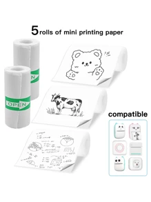 5/10/20 卷白色自粘贴纸纸适用于便携式高清照片打印机，适用于打印学习笔记、工作、照片、图片和备忘录，迷你打印纸，57 毫米