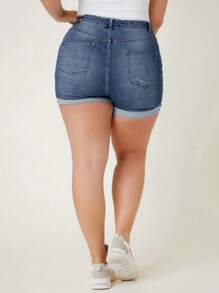 EMERY ROSE Quần short denim đa năng thường ngày có túi cỡ lớn dành cho nữ - Rửa trung bình - Xem 2