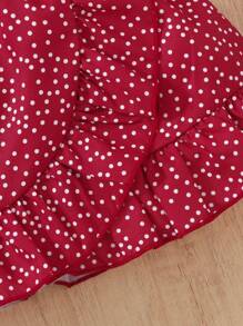 SHEIN 2pcs Infant/Toddler Girls Spring/Summer Casual Vacation Elegant Button Decor Wide Strap White Tank Top And White Contrast Polka Dot Ruffle Trim Asymmetrical Skirt, 1-3 Years Old OOTD Outfit, Suitable For Outing, Vacation And Daily Wear