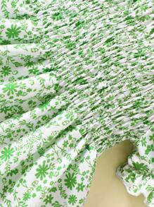 SHEIN Đầm suông tay bồng in họa tiết hoa cho bé gái - màu xanh lá - Xem 7