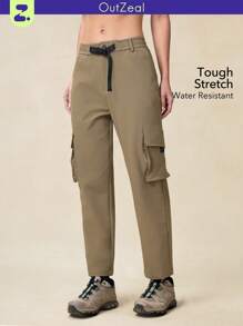 OutZeal Damen Outdoor Hose in Unifarbe, wasserabweisend, dehnbar, Nylon, verjüngt geschnitten, Sporthose für Frühling und Sommer - Khaki - Übersicht 1
