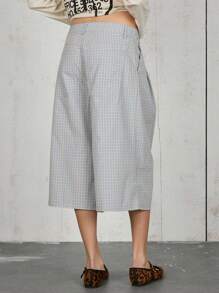 COUREZ Oversized Wide Leg Longline Check Jorts/ Y2K Fall Women Clohes Winter Clothes 100%Cotton Cute Going Out Outfits