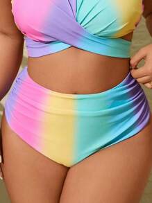 Slaydiva 大码女式渐变色印花休闲泳裤 - 彩色 - 查看 4