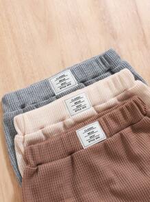 SHEIN 3 Stücke Set für Säuglinge/Neugeborene Jungen: Einfarbig mit Manschette Etiketten Unterteil