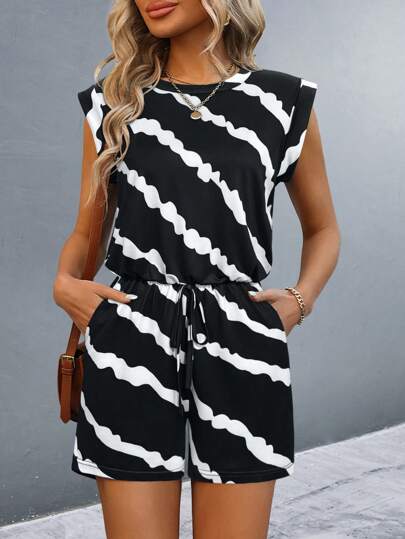 Breezaya Summer Casual Contrast Color Stripe Romper