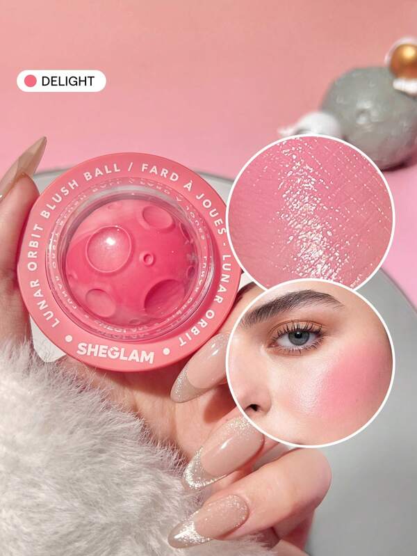 SHEGLAM Lunar Orbit Blush Ball-Delight Cream Blush Cream Non-Fading Multi-Use Spaceship Shape Natural Pigment Non-Greasy Blendable Face Makeup Graduation Birthday Holiday Summer Fall Autumn Y2K Fancy Fashion Women Makeup Cosmetic Party Beach Travel Camping Outdoors School Campus Trip Festivals Decor Gift Present Rose Girl Cosplay Best Color Charm Vibe