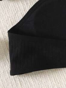 SHEIN 2 Pieces Teen Girl Comfortable Soft Cotton Padded Camisole Set - Black - View 4