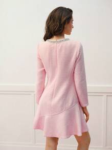 MOTF PREMIUM TWEED BEADED TRIM DRESS