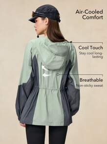 OutZeal Woman Lightweight Cooling Nylon Drawstring Waist Sun Protection Outdoor Jacket With Zipper Pockets Explore Outdoor Hiking