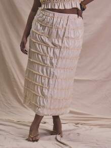 MUSERA Plus Size Tiered Tie Waist Maxi Skirt For Spring, Vacation, Summer, Holiday, Elegant