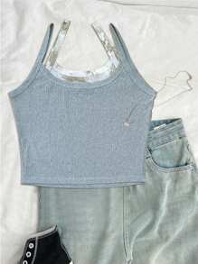 SHEIN EZwear Women's Plain Color Elegant Casual Tank Top, Suitable For Summer - Multicolor - View 2