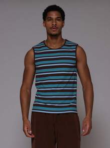 Musero Striped Ribbed Fitted Sleeveless Tank Top For Spring Summer Vacation