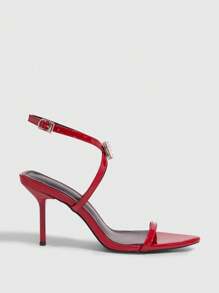 CUCCOO SZL Women's Red Pointed Toe High Heel Sandals, Sexy 9cm Stiletto, Suitable For Dresses, Weddings, Valentine's Day - Red - View 3