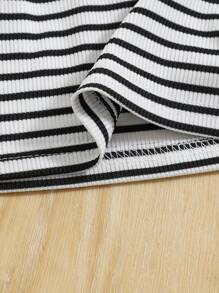 SHEIN Baby Girl Colorful Striped Polo Neck Sleeveless Top, Spring/Summer - Multicolor - View 5