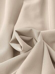 SHEIN LUNE Plus Size Round Neck Solid Color Casual Long Sleeve Shirt Fall Cloth For Women - Khaki - View 3