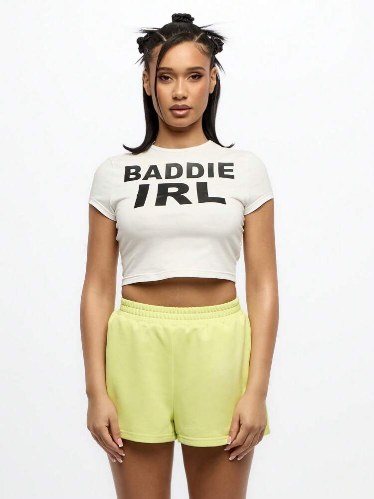 SUMWON WOMEN Leisure Elastic Waist Shorts