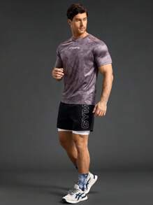 Manfinity Sport Polished 男士休闲运动短裤，简约时尚，适合日常穿着，健身套装短裤，男士健身短裤，男士跑步短裤 - 黑色 - 查看 5