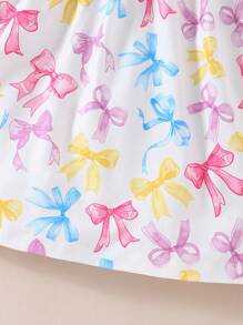 Baby Girl Candy Print Contrast Ruffled Neck Nightgown Loungewear