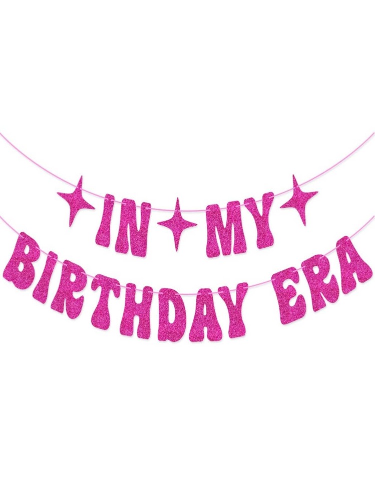 Pancarta "Era de mi cumpleaños en rosa intenso" para decoraciones de fiesta de cumpleaños de cantante - Multicolor - Añade 1