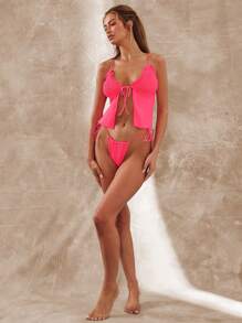 Musera Resort 系带侧褶比基尼泳裤仅限波西米亚风伊比沙岛可爱性感度假夏季海滩泳装假日