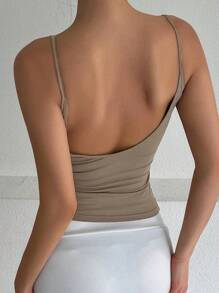 DAZY Women's Plain Casual Slim Fit Backless Cami Top Tank Tops