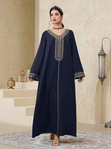 Al Najma Vestido largo de mujer de estilo turco y túnica árabe tradicional Abaya, Kaftan y Jalabiya, Modesto