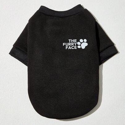 PETSIN 1pc Pet Dog/Cat Versatile Black Casual Fashion Printed Crewneck Sweatshirt