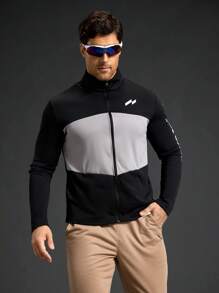 Manfinity Sport Corelite 男式字母印花撞色拉链运动夹克 - 彩色 - 查看 5