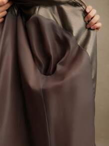 SHEIN X Lucía Bellido Anewsta Urban Chic Elegant Women Polarized PU Leather Belt Waist Cincher Long Jacket, Modest, Oldmoney, Spring