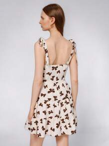 Aveloria Affinna 纹理面料蝴蝶结肩带无袖连衣裙