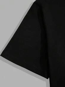 RueChic Men Letter Printed Cargo Pockets Regular T-Shirt Set - Black - View 4