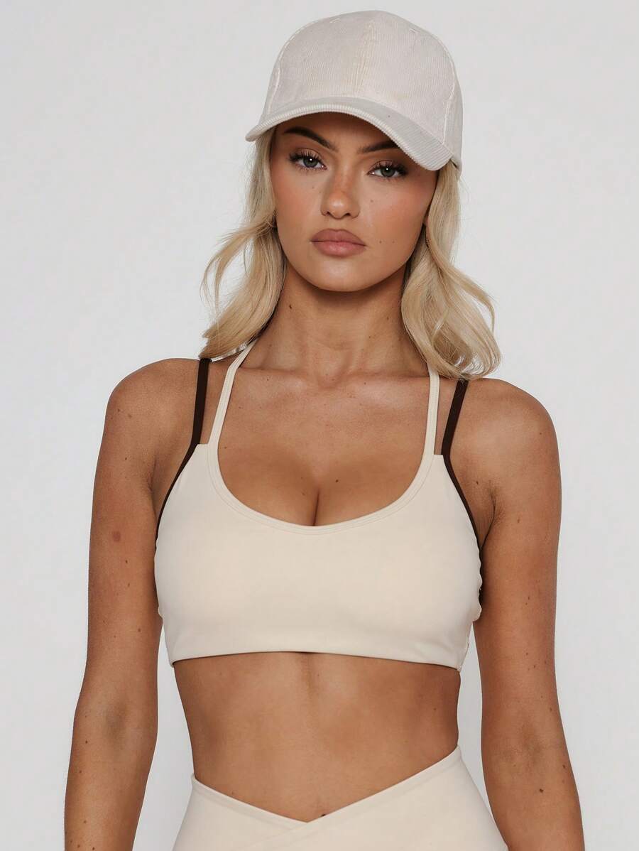 Musera Sport Contrast Double Strap Activewear Sport Bra Workout Summer High Stretch Yoga Gym Running Gym Fitness