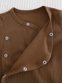 Loomiva Newborn Baby 3pcs Ribbed Knit Bodysuit - Khaki - View 5